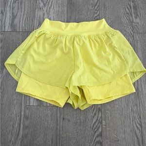 Oner Active Yellow Women's Athletic Layered Shorts
